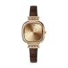 Wholesale Fashion Waterproof Ladies Luxury Quartz Watch With Square Dial Steel Case Imitation Leather Strap And Stainless Steel Clasp
