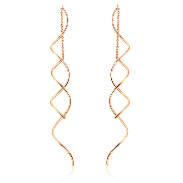 Wholesale Fashion Wave Shaped Copper Gold Plated Earrings For Women