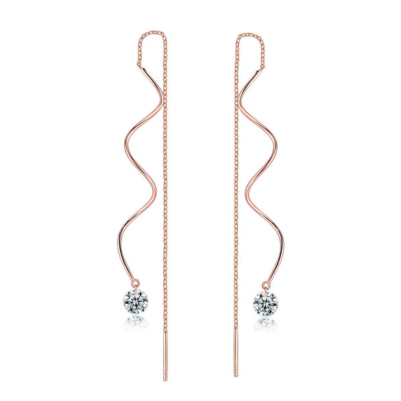 Wholesale Fashion Wave Shaped Copper Gold Plated Earrings For Women