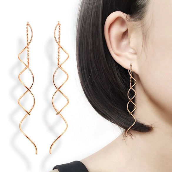 Wholesale Fashion Wave Shaped Copper Gold Plated Earrings For Women