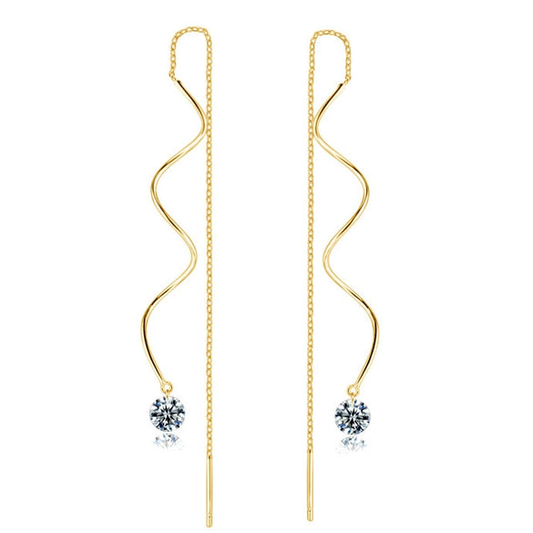 Wholesale Fashion Wave Shaped Copper Gold Plated Earrings For Women