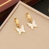Wholesale Fashion White Shell Butterfly Jewelry Set For Women Stainless Steel Necklace With Electroplated Ochain And Insect Shaped Pendant