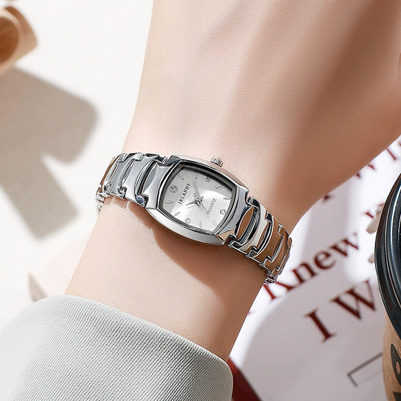 Wholesale Fashion Women's Alloy Square Quartz Watch With Ordinary Glass Mirror Single Folding Buckle Stainless Steel Buckle And Spiral Crown