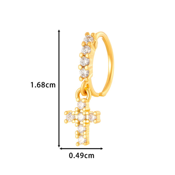 Wholesale Fashion Women's Copper Flower Nose Ring With Electroplating And Zircon Featuring Butterfly And Cross Designs