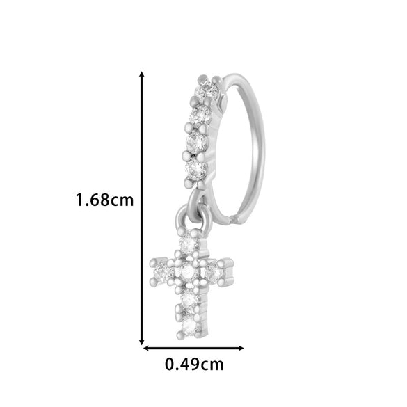 Wholesale Fashion Women's Copper Flower Nose Ring With Electroplating And Zircon Featuring Butterfly And Cross Designs