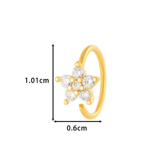 Wholesale Fashion Women's Copper Flower Nose Ring With Electroplating And Zircon Featuring Butterfly And Cross Designs