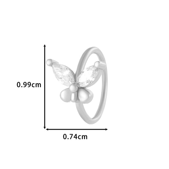 Wholesale Fashion Women's Copper Flower Nose Ring With Electroplating And Zircon Featuring Butterfly And Cross Designs