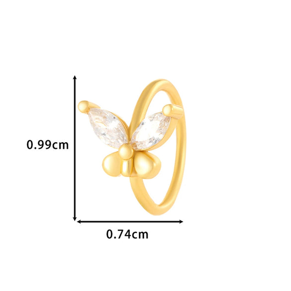 Wholesale Fashion Women's Copper Flower Nose Ring With Electroplating And Zircon Featuring Butterfly And Cross Designs