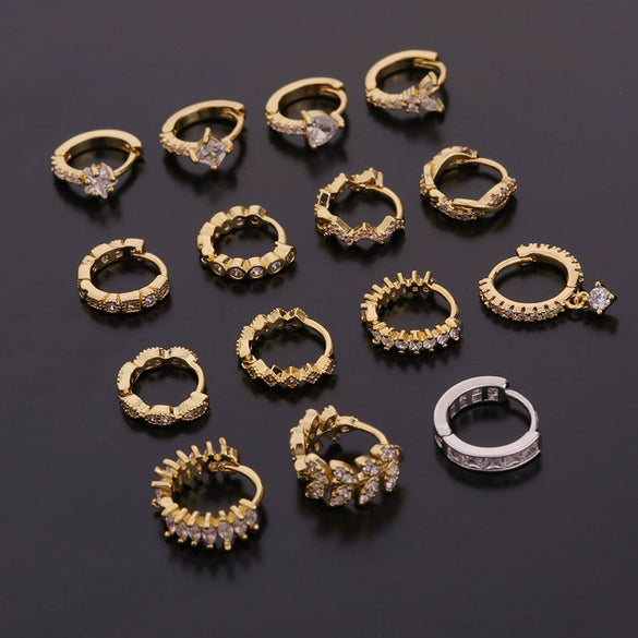 Wholesale Fashion Women's Copper Zircon Earrings With Flower Pattern And Mini Round Shape