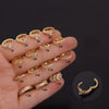Wholesale Fashion Women's Copper Zircon Earrings With Flower Pattern And Mini Round Shape