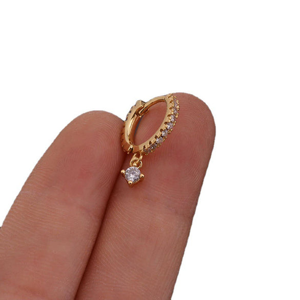 Wholesale Fashion Women's Copper Zircon Earrings With Flower Pattern And Mini Round Shape
