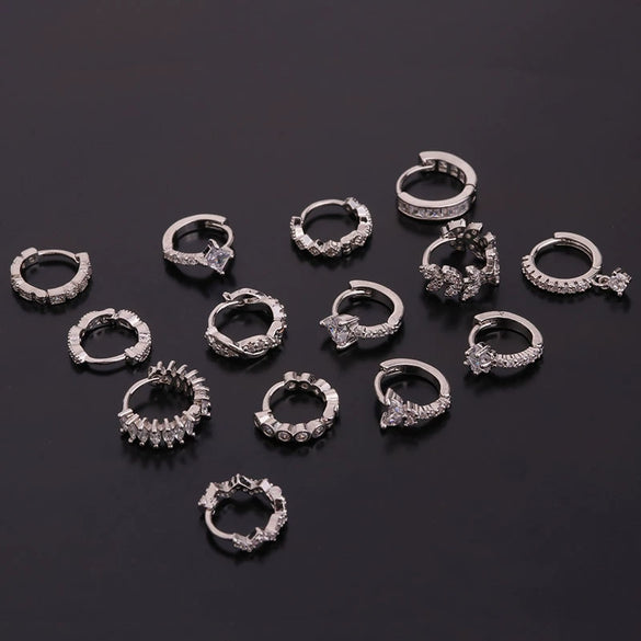 Wholesale Fashion Women's Copper Zircon Earrings With Flower Pattern And Mini Round Shape