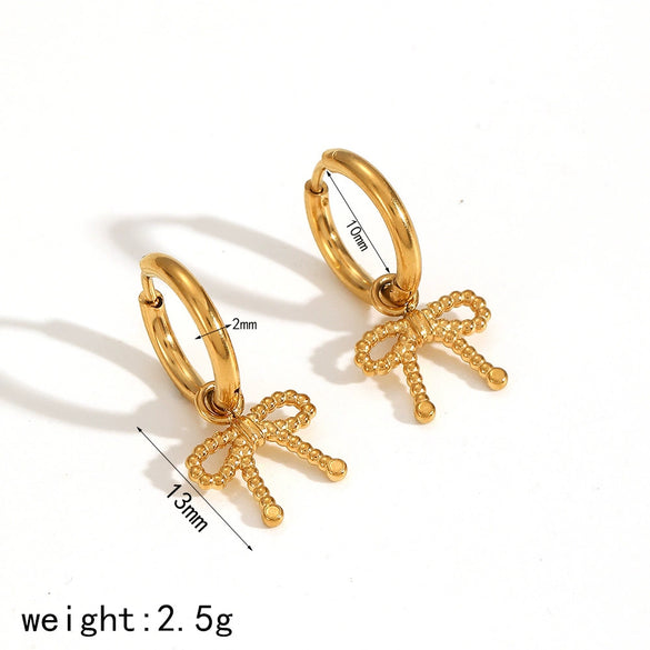 Wholesale Fashion Women's Diamond Bow Stainless Steel Earrings