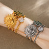 Wholesale Fashion Women's Electroplated Stainless Steel Geometric Abstract Smiling Face Sun And Cactus Inlaid Zircon Ring