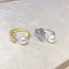 Wholesale Fashion Women's Freshwater Pearl Ring Copper 18K Gold Micro Inlaid Zircon Flat Round Rose Buns Round