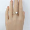 Wholesale Fashion Women's Freshwater Pearl Ring Copper 18K Gold Micro Inlaid Zircon Flat Round Rose Buns Round