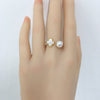 Wholesale Fashion Women's Freshwater Pearl Ring With Natural Seashells And Four Leaf Clover Copper And Gold Design
