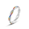 Wholesale Fashion Women's Geometric Rainbow Zircon Ring S925 Silver Inlaid With Color Treasures