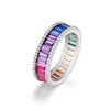 Wholesale Fashion Women's Geometric Rainbow Zircon Ring S925 Silver Inlaid With Color Treasures