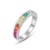 Wholesale Fashion Women's Geometric Rainbow Zircon Ring S925 Silver Inlaid With Color Treasures