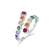Wholesale Fashion Women's Geometric Rainbow Zircon Ring S925 Silver Inlaid With Color Treasures
