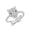 Wholesale Fashion Women's Geometric Rainbow Zircon Ring S925 Silver Inlaid With Color Treasures
