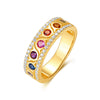 Wholesale Fashion Women's Geometric Rainbow Zircon Ring S925 Silver Inlaid With Color Treasures