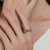Wholesale Fashion Women's Geometric Rainbow Zircon Ring S925 Silver Inlaid With Color Treasures
