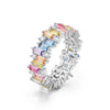 Wholesale Fashion Women's Geometric Rainbow Zircon Ring S925 Silver Inlaid With Color Treasures