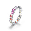 Wholesale Fashion Women's Geometric Rainbow Zircon Ring S925 Silver Inlaid With Color Treasures