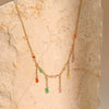 Wholesale Fashion Women's Geometric Stainless Steel Electroplated Rainbow Water Drop Colored Diamond Necklace With Tassel Pendant