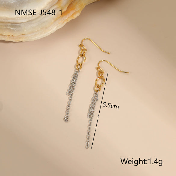 Wholesale Fashion Women's Geometric Stainless Steel 18K Electroplated Jewelry Including Necklace Tassel Earrings And Bracelet