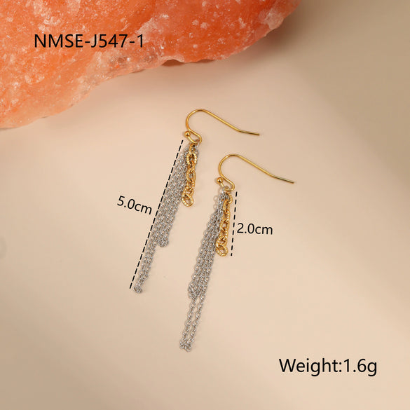 Wholesale Fashion Women's Geometric Stainless Steel 18K Electroplated Jewelry Including Necklace Tassel Earrings And Bracelet