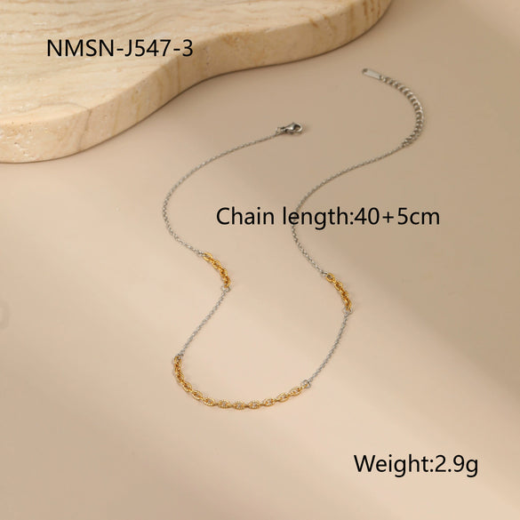 Wholesale Fashion Women's Geometric Stainless Steel 18K Electroplated Jewelry Including Necklace Tassel Earrings And Bracelet