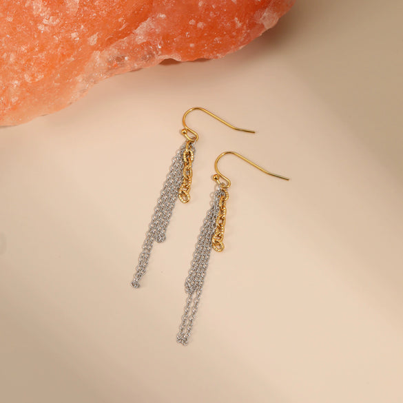 Wholesale Fashion Women's Geometric Stainless Steel 18K Electroplated Jewelry Including Necklace Tassel Earrings And Bracelet