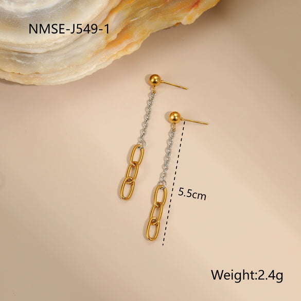 Wholesale Fashion Women's Geometric Stainless Steel 18K Electroplated Jewelry Including Necklace Tassel Earrings And Bracelet