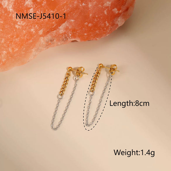 Wholesale Fashion Women's Geometric Stainless Steel 18K Electroplated Jewelry Including Necklace Tassel Earrings And Bracelet