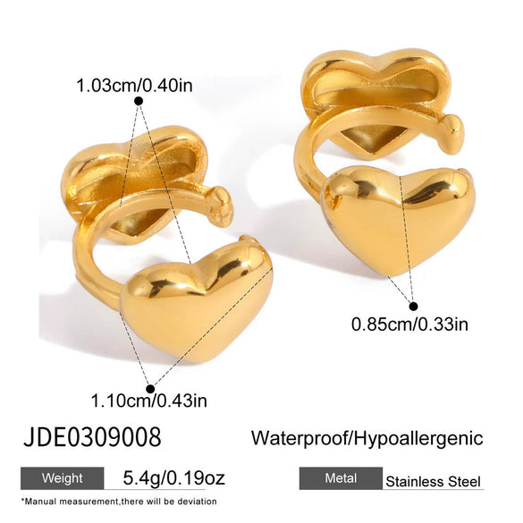 Wholesale Fashion Women's Heart Shape Electroplated Stainless Steel Ear Clips Earrings Jewelry