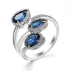 Wholesale Fashion Women's Ring Copper Water Drop Shape Blue Zircon Electroplated Inlaid