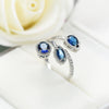 Wholesale Fashion Women's Ring Copper Water Drop Shape Blue Zircon Electroplated Inlaid