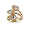 Wholesale Fashion Women's Ring Copper Water Drop Shape Blue Zircon Electroplated Inlaid