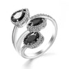 Wholesale Fashion Women's Ring Copper Water Drop Shape Blue Zircon Electroplated Inlaid