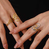 Wholesale Fashion Women's Ring Jewelry Stainless Steel French Retro Geometric Multilayer Hollow Irregular Electroplated