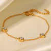 Wholesale Fashion Women's Round Zircon Stainless Steel Bracelet With 18K Gold Plated Electroplating And Geometric Design