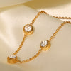 Wholesale Fashion Women's Round Zircon Stainless Steel Bracelet With 18K Gold Plated Electroplating And Geometric Design