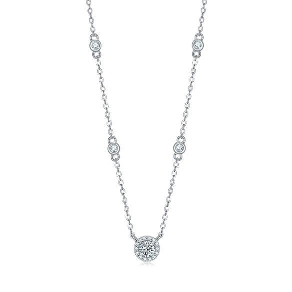 Wholesale Fashion Women's 925 Silver Moissanite Inlay Geometric Pendant Necklace With Cross Chain