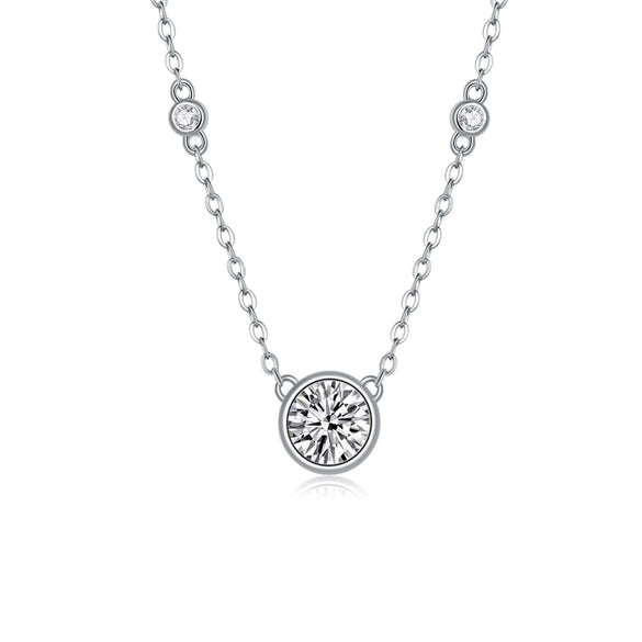 Wholesale Fashion Women's 925 Silver Moissanite Inlay Geometric Pendant Necklace With Cross Chain