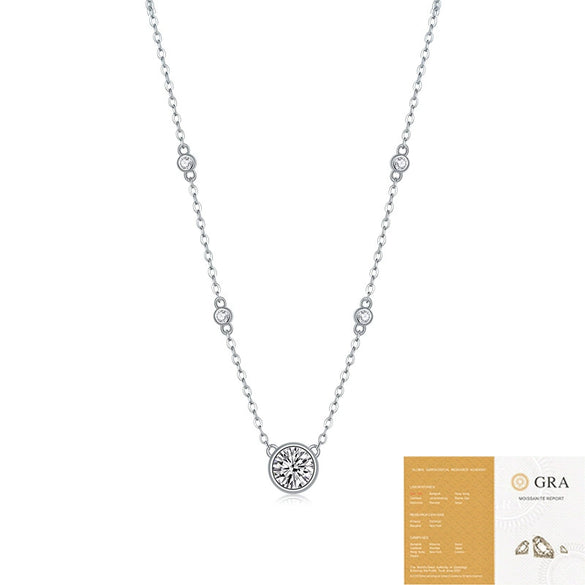 Wholesale Fashion Women's 925 Silver Moissanite Inlay Geometric Pendant Necklace With Cross Chain