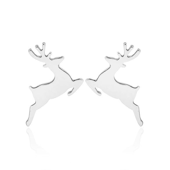 Wholesale Fashion Women's Stainless Steel Asymmetric Earrings With Elk And Christmas Tree Patterns Electroplated