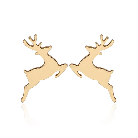 Wholesale Fashion Women's Stainless Steel Asymmetric Earrings With Elk And Christmas Tree Patterns Electroplated